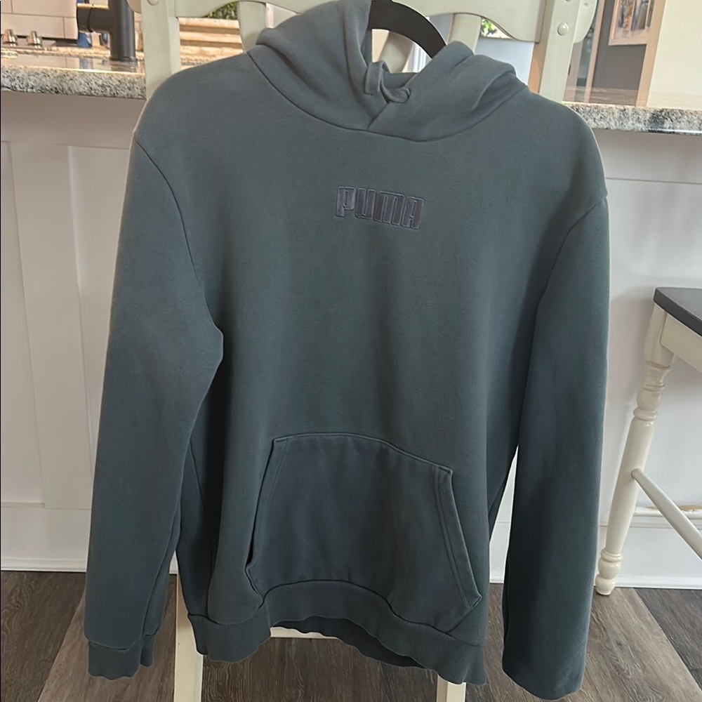 Puma Blue Gray Sweatshirt Hoodie Athletic Wear